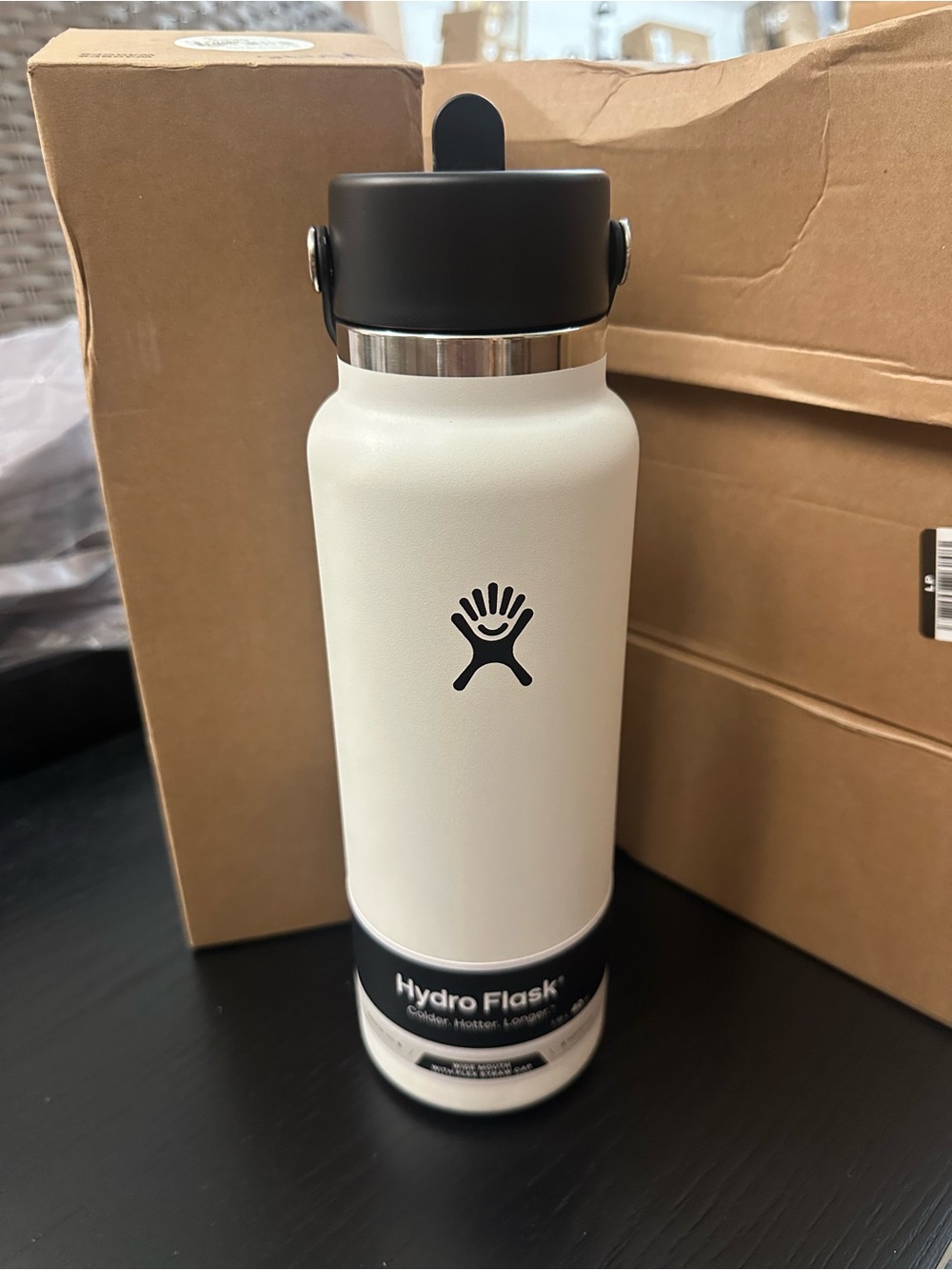 40 oz Wide Mouth with Flex Straw Cap - white